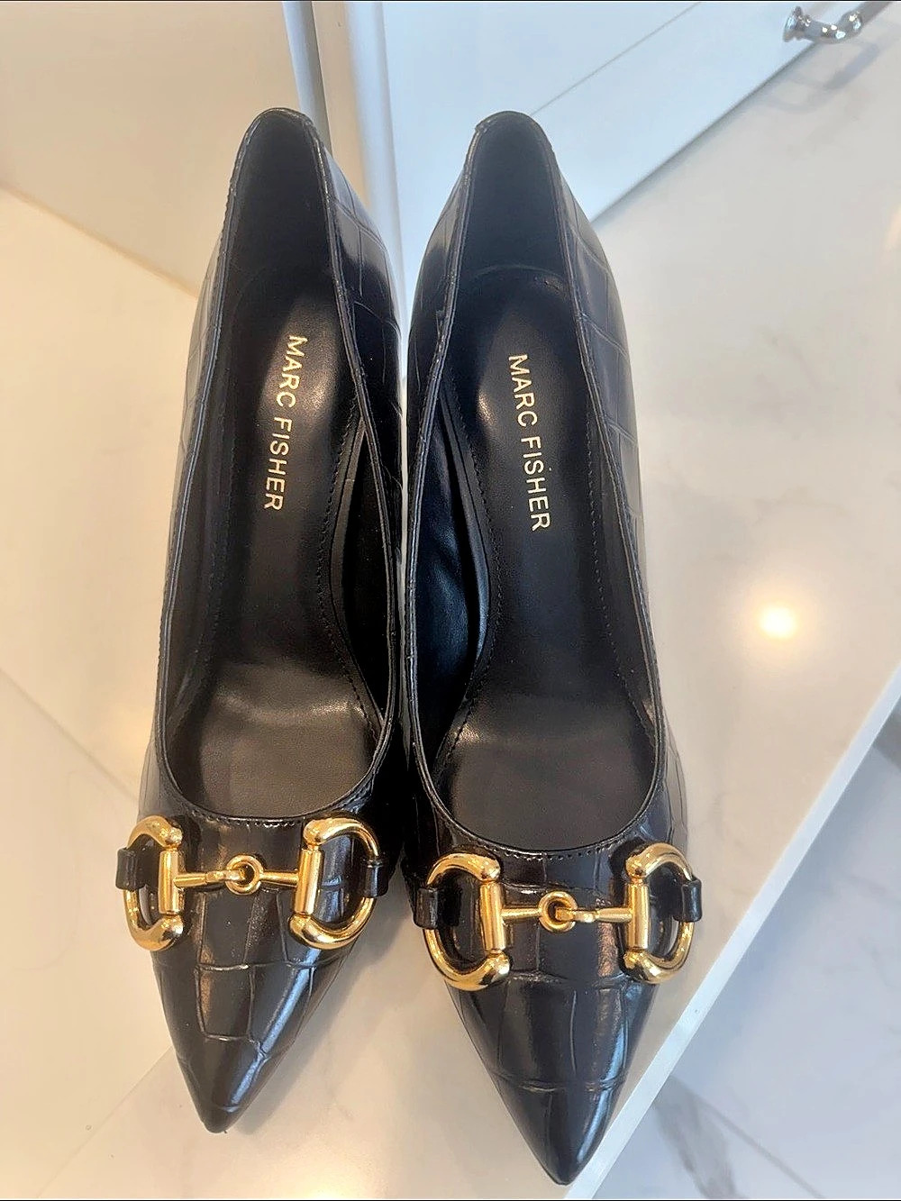 Marc Fisher Gruff Bit High Block Heel Pump Black Heels